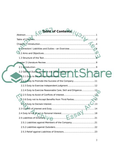 Directors liabilities and duties