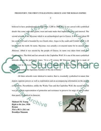 Prehistory, the First Civilizations, Greece and the Roman Empire