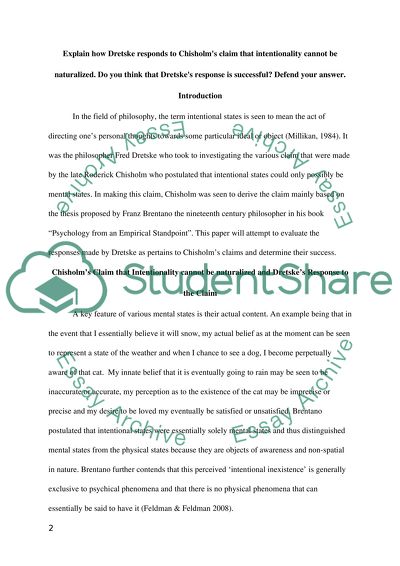 Evaluation of the Responses Made by Dretske as Pertains to Chisholms Claims