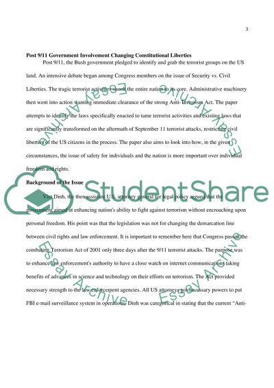 Post 9/11 Government Involvement and Constitutional Liberties have changed