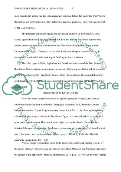 War Powers Resolution In Libyan Case