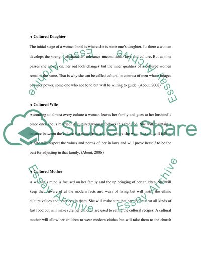 The Three Main Roles a Woman Plays in her Whole Life Time