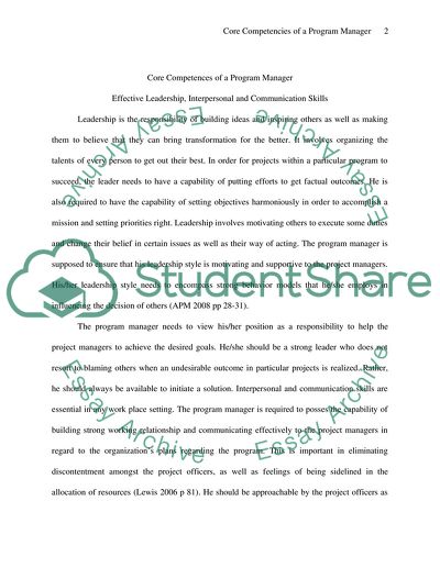 Core Competencies of a Program Manager