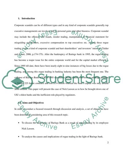 Rogue Trading within Bank Industry about Nick Leeson