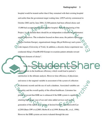Evaluation of the Role of an Information and Support Radiographer