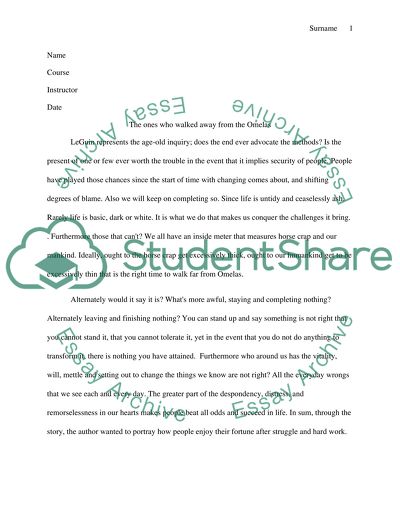 The Right Time to Walk far From Omelas