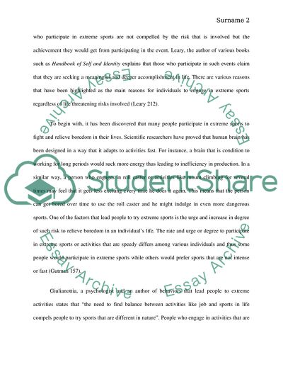 Why People Engage in Extreme Sports despite the Risk of Death