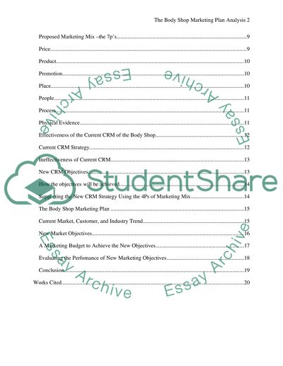 The Body Shop Marketing Plan Analysis