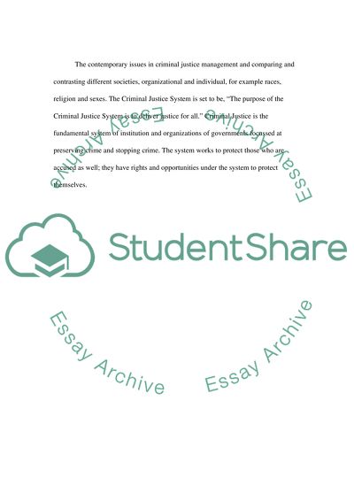 Contemporary Issues in Criminal Justice Managemen