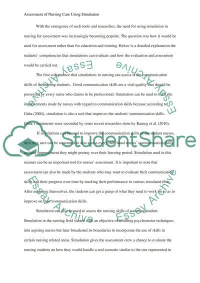 Assessment of Nursing Care Using Simulation