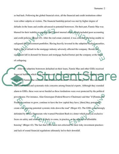 Financial Crisis about Fannie Mae