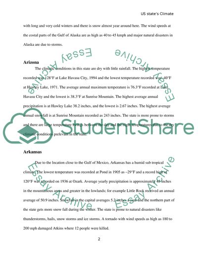 Environmental Studies Of The States Climate