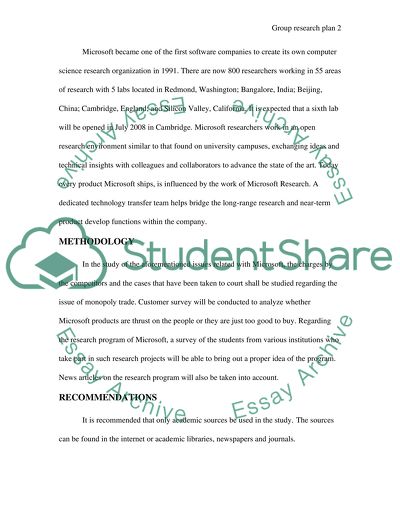 Group research plan for Microsoft
