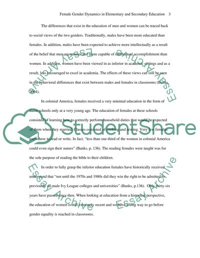 Female Gender Dynamics in Elementary and Secondary Education