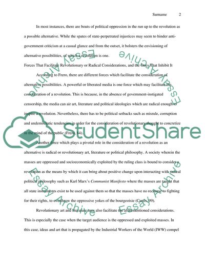 Conditions in Which a Group of People Begins Seriously to Entertain Alternative Possibilities