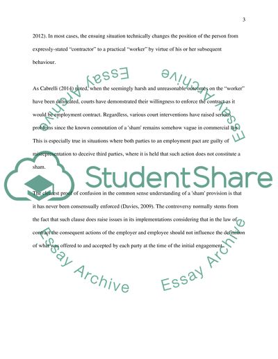 Employer of a Court Ruling that a Clause or a Contract Is a Sham