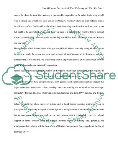 Should Parents Get Involved Who We Marry and Who We Date