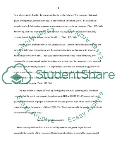 Discussion of Demerit Goods