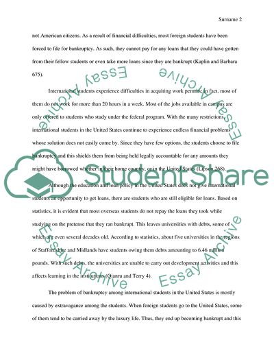 Main Aspects of International Students Bankruptcy