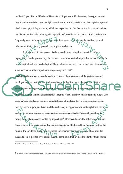 Recruitment of Salesperson