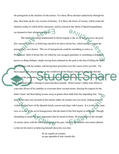 Elements of Greek Fatalism in Rivas Don Álvaro