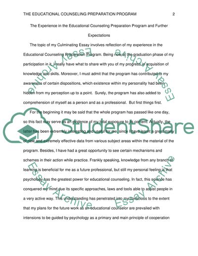 The Experience in the Educational Counseling Preparation Program