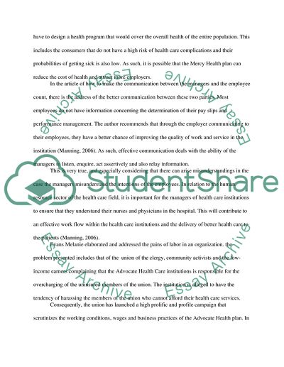 Nursing and Human Resource Sector of the Health Care Industry