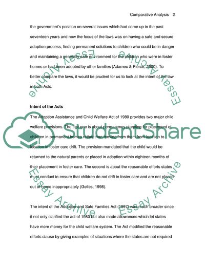 Comparative Policy Analysis on The Adoption Assistance and Child Welfare Act of 1980