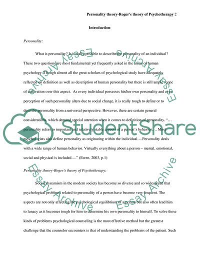 Personality Theory: Rogers Theory of Psychotherapy