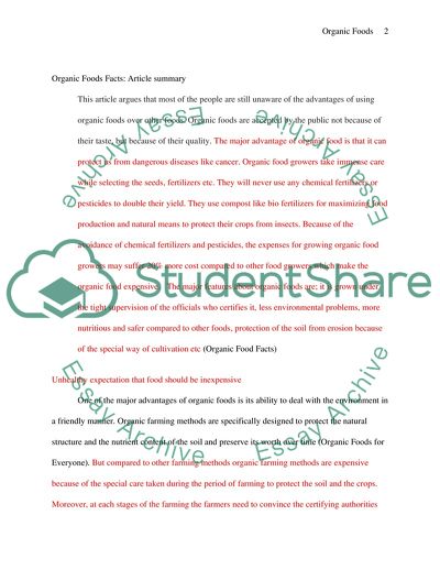 Organic Foods and Unhealthy Expectation about the Expense