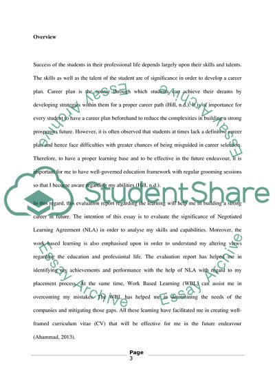 Evaluation of NLA and Work Based Learning