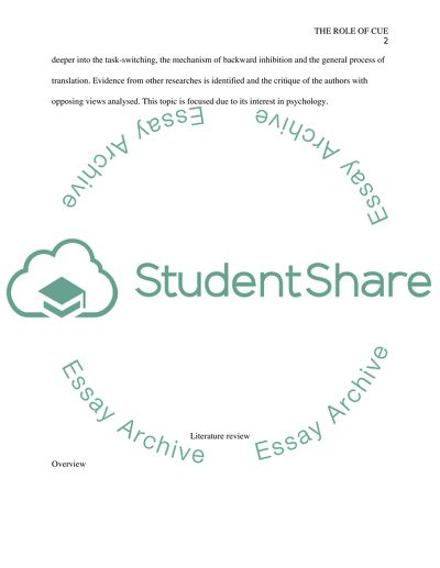 The Role of Cue - Target Translation in the Inhibitory Mechanism