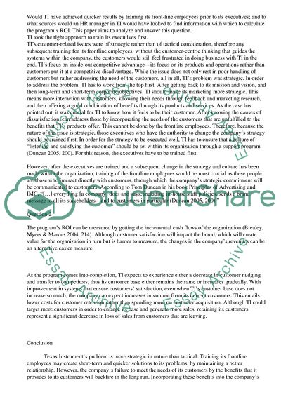 Texas Instruments Problem of Customer Satisfaction