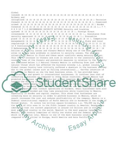 Business security and globalization issues that Mexico face