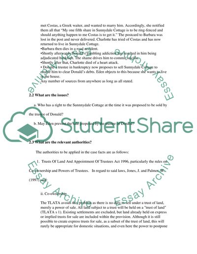 Land Law Solve the Problem with Sunnydale Cottage