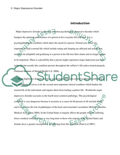 depressive disorder case study example