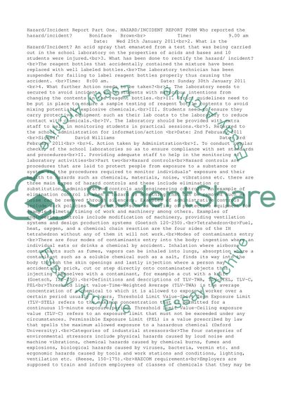 Hazard/Incident Report