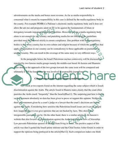 Responsible Journalism: the Israeli-Palestinian Issue