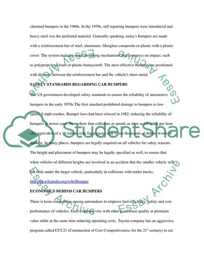 The Economic Part of Automotive Car Bumpers