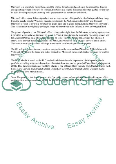 Boston Consulting Group Matrix for Microsoft