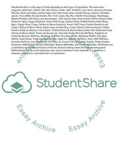 McDonalds: Corporate Governance and Firm Organization