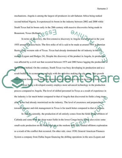 Comparing Oil Industry in Angola and South Texas