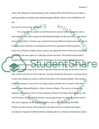 Helping African American English Speaking Students Become Bidialectal