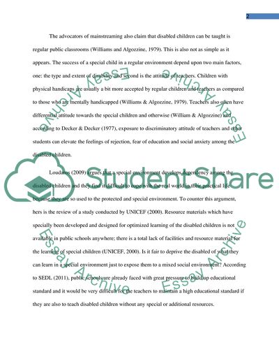 Should Disabled Children Be Mainstreamed In Public Schools