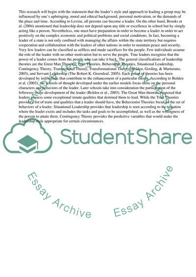 Classifications of Leadership Theories