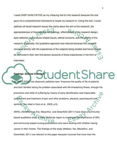 Experiences of Community-Based Childrens Nurses Providing Pallative Care