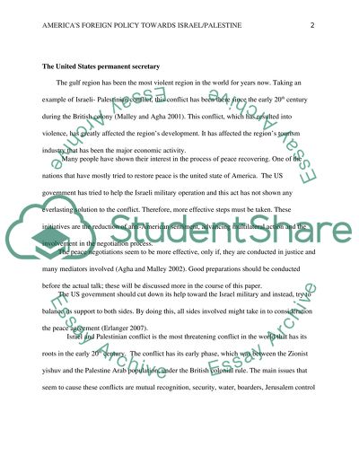 The Foreign Policy of America Towards Israel