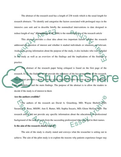 Research Critique on Nursing Healthcare