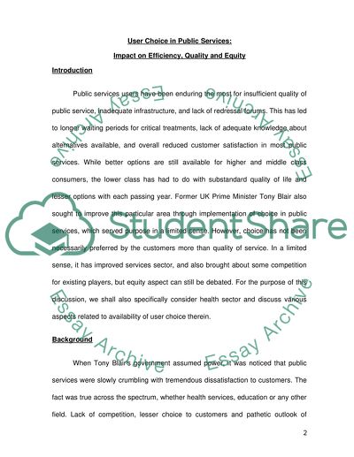 User Choice in Public Services