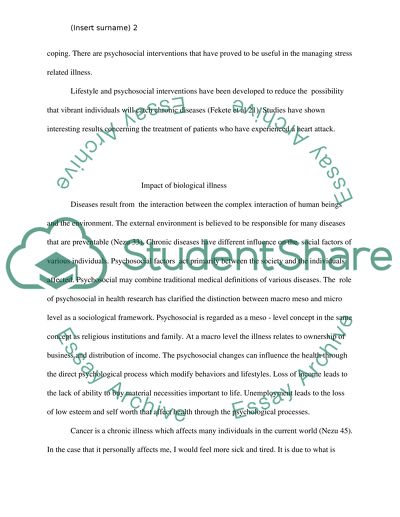 Psychosocial, Behavioral, and Biological Aspects of Chronic Diseases